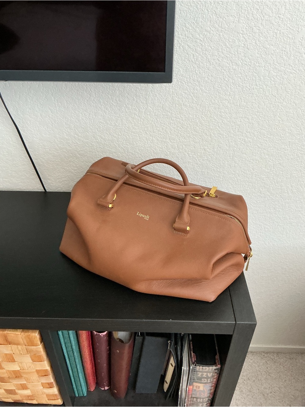 Lapalè Brown Leather Satchel with Top Handles